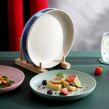 Bowl and Plate Set, Western-Style Dinner Plate, Bone Dish, Fruit Plate, Student Meal Plate, Snack Plastic Set, Available in Various Colors