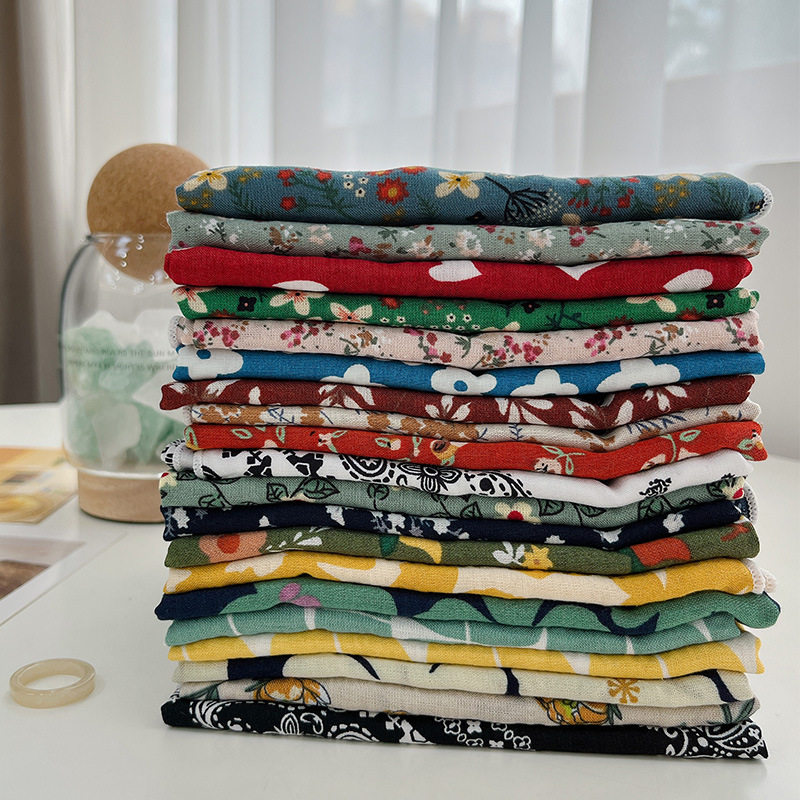 Spring and Summer Cotton Linen Small Square Scarf Women's Korean Fashion Autumn and Winter All-match Small Silk Scarf Tie Hair Tie Bag Scarf