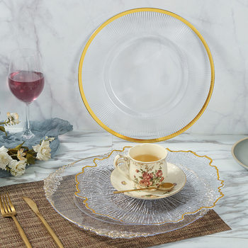 Foreign Trade Supply Charger Plate Plastic Plate Disposable Transparent Craft Decorative Plate Hotel Plate