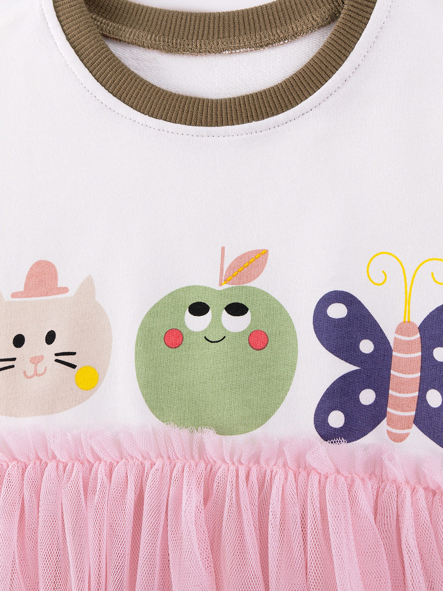 Girls' Summer Short-Sleeve Mesh Dress, Cute Kids' Princess Dress