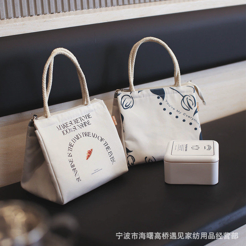 大号手提保温袋便当包饭盒袋上班族学生野餐带饭帆布午餐包露营