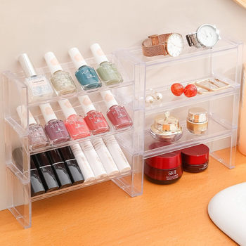 Desktop Transparent Storage Rack Can Be Stacked with Cosmetics Organizer Stationery Rack Home Layered Jewelry Lipstick Storage Rack