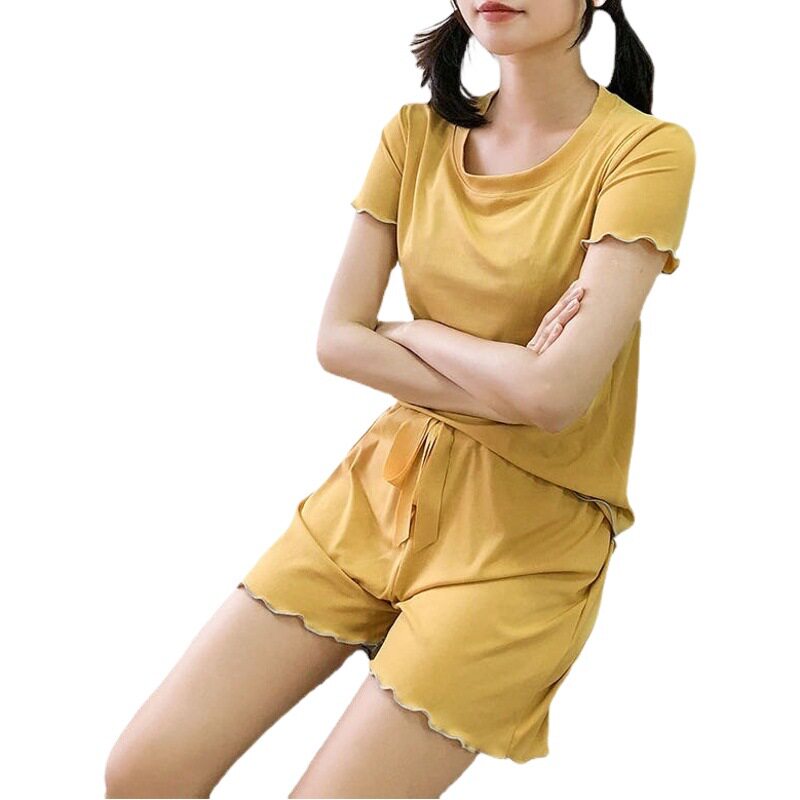 2025 Spring and Summer New Style Cooling Suit Women's Pajamas Casual Fashion Two-Piece Suit Women's Slim Home Clothes