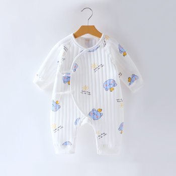 Children's autumn and winter clothes Class a boneless baby quilted jumpsuit long sleeve thickened newborn warm clothes romper