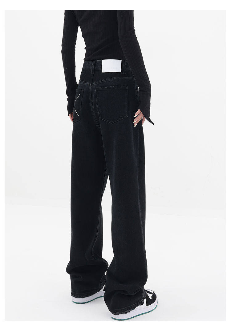 High Waisted Vintage Wide Leg Jeans for Women Distressed Hem Loose Fit Spring Fashion Wholesale Available