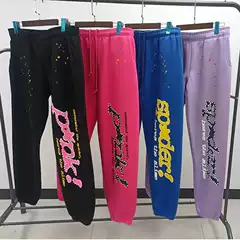 Cross-Border Hot-Selling Heavyweight Fleece-Lined Sports Casual Pants, European and American Trendy Brand Spider Web Sp5Der Sweatpants, Wholesale in Stock