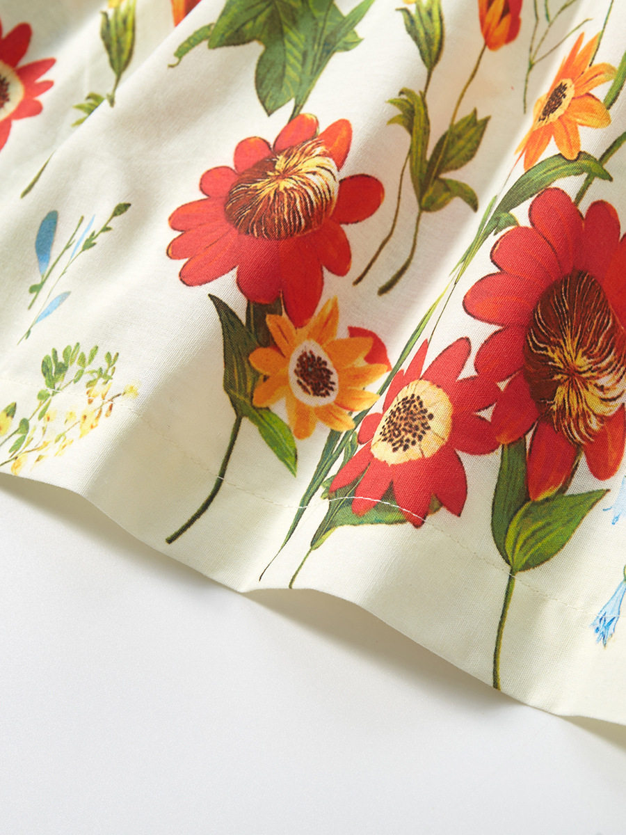 Girls' Summer Cotton Short-Sleeve Princess Dress, Ruffled Lotus Collar Kids' Dress