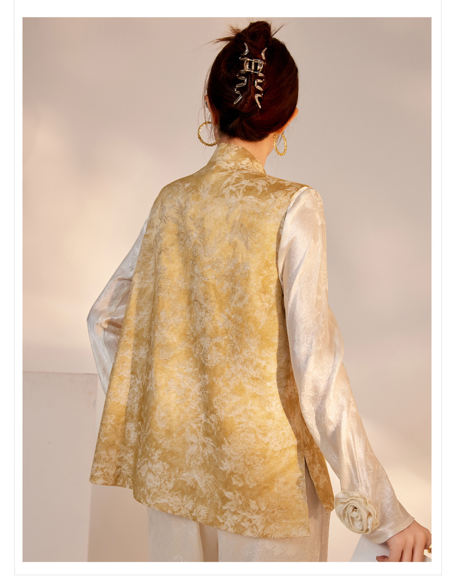 Áo vest nữ thêu thủ công cao cấp dáng rộng thanh lịch — Bột Tao Yao (Giao hàng trong 7 ngày), Bột Tao Yao (phát hành trong cùng ngày), Vàng Champagne (xuất xưởng trong ngày), Vàng sâm panh (giao hàng trong 7 ngày)