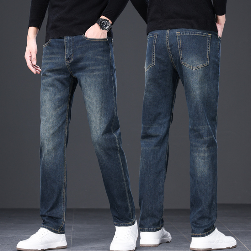Quần Nam Chất Liệu Jean Bò Hàng Mùa Xuân Thu Đông Trung Niên