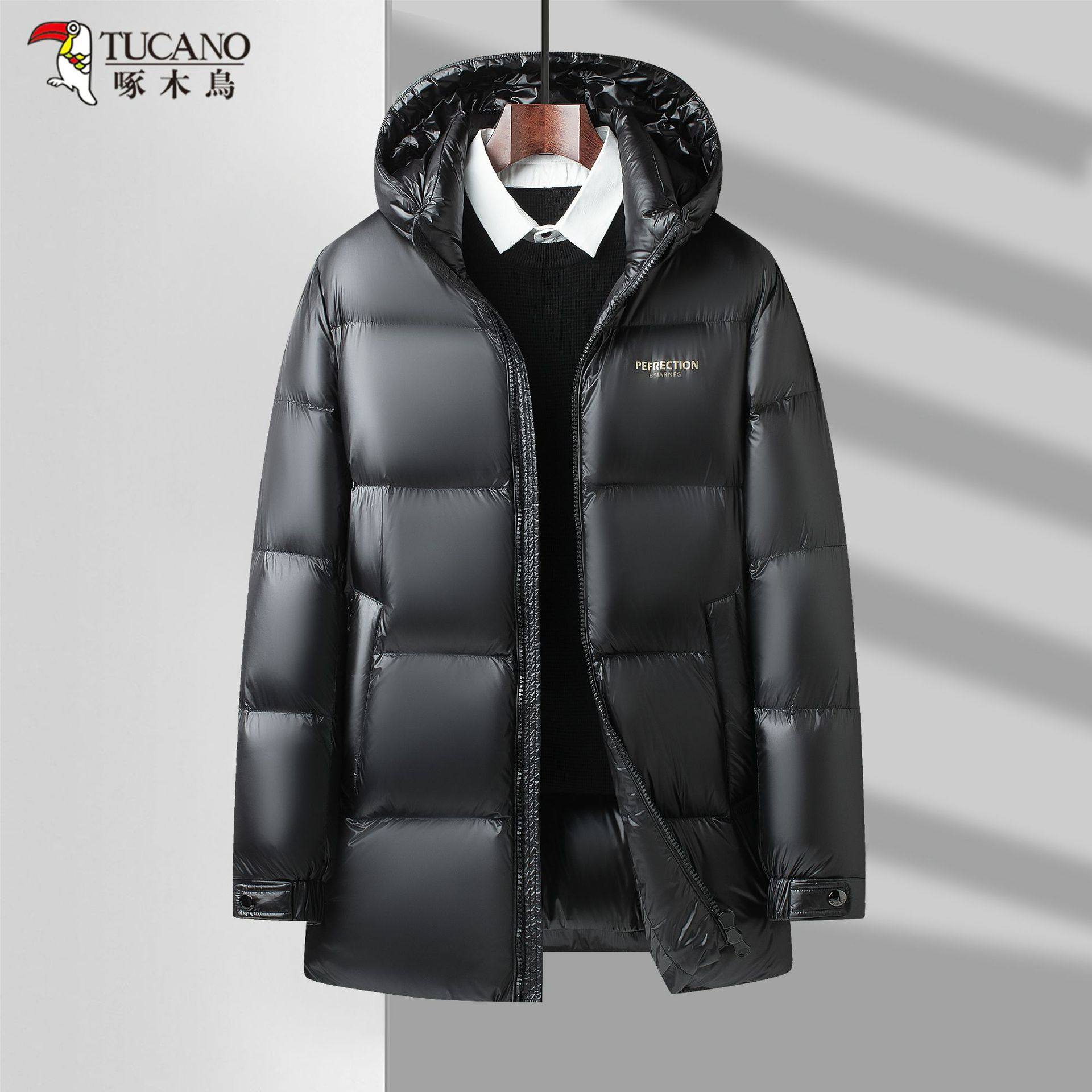TUCANO new solid color hooded down jacket thickened trendy down jacket cold-proof coat for men