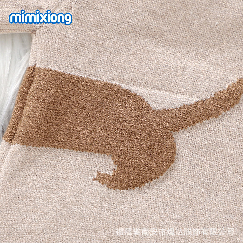 Ins Hot Selling New Baby Knitted Cute Puppy Jacquard Uniform Triangle Fart Hap Climbing Clothes