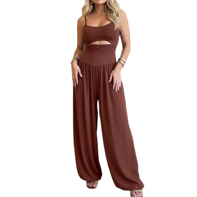Summer Womens Two Piece Set Casual Loose Solid Color Cami Top and Wide Leg Pants Perfect for Everyday Wear Wholesale