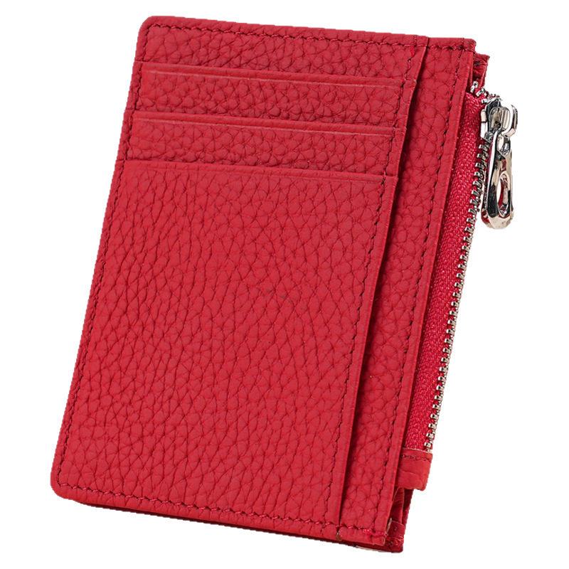 Genuine Leather Card Holder for Men and Women with Multiple Card Slots, Thin Card Holder, First-Layer Cowhide, Large-Capacity Id Card Holder, Multi-Functional Coin Purse