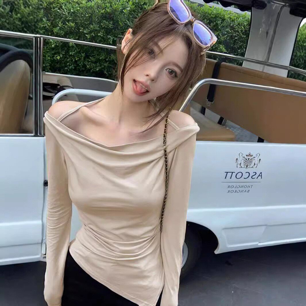 Off Shoulder T Shirt Solid Color Sleeveless Comfortable Fabric Fall Winter Casual Wear Wholesale Available