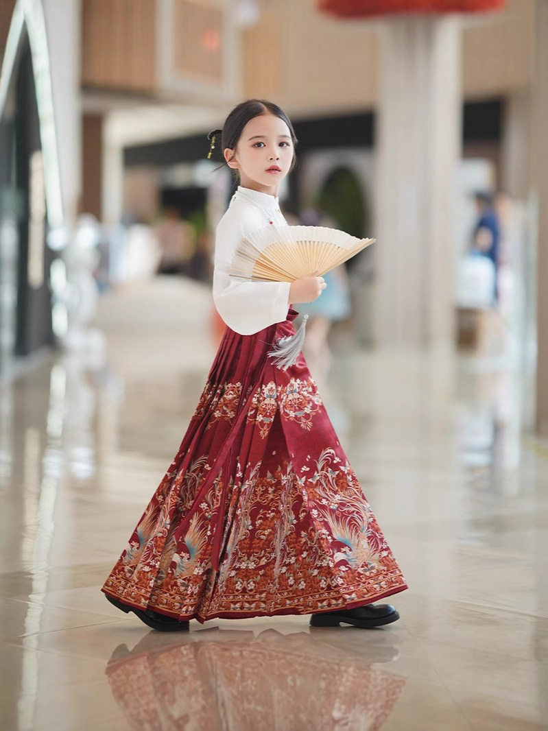 2024 New Horse Face Skirt Girls Chinese Style Spring and Autumn Costume Improved Tang Suit Children's Han Dynasty Girls Spring Set