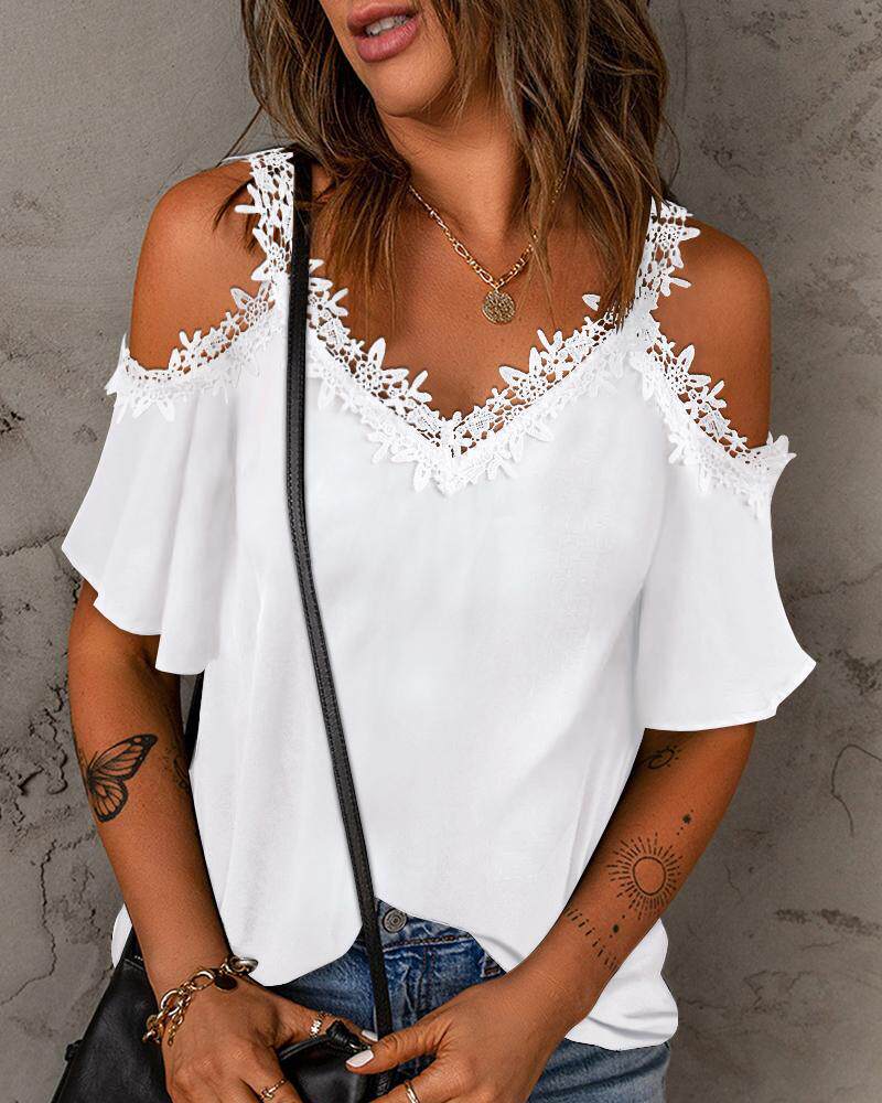 Lace Short Sleeve T Shirt Comfortable Fabric Trendy Design Various Colors Casual Wear Summer Style Ready to Ship