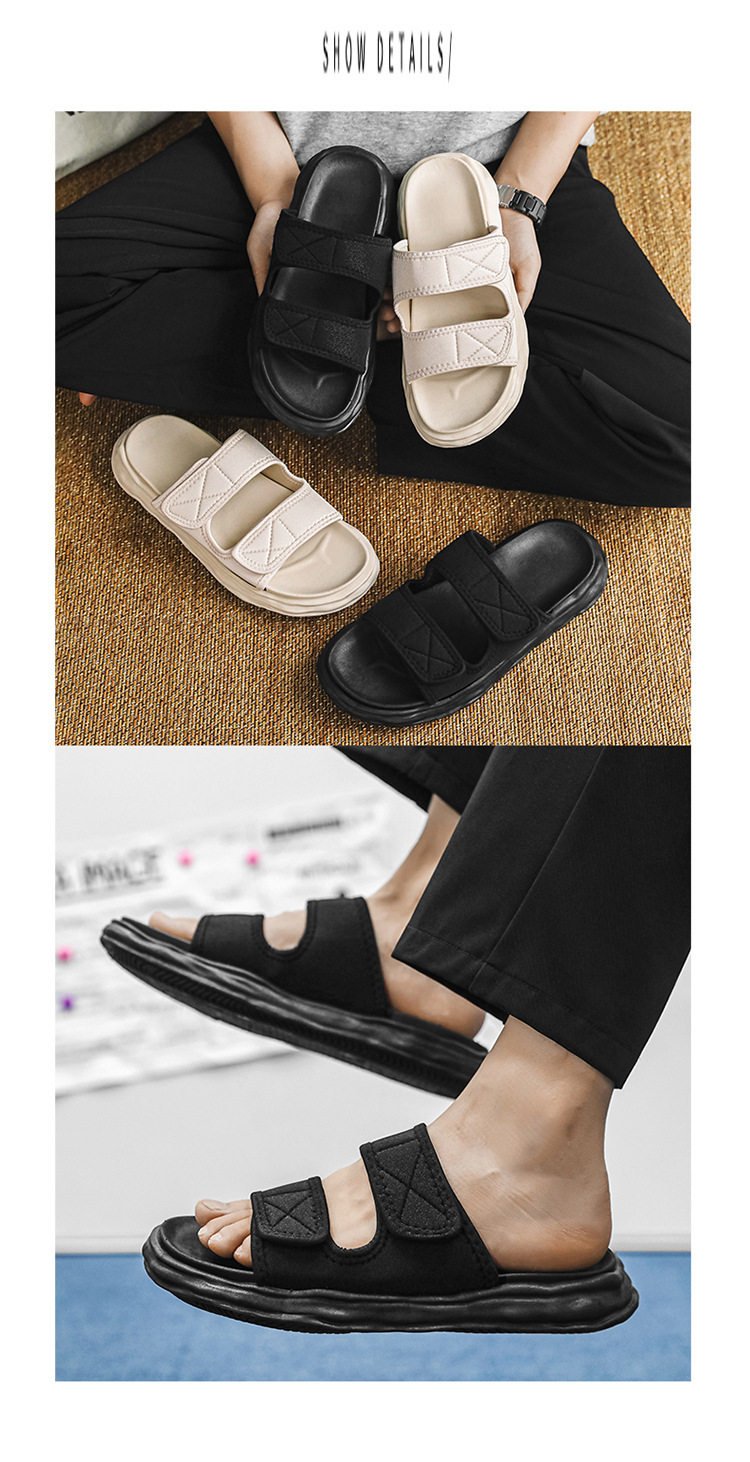 Outwear Men's Simple Comfortable Men's Solid Color Sandals and Slippers Summer Home Bedroom Internet-popular Creative Double Belt Soft Bottom 20 undefined
