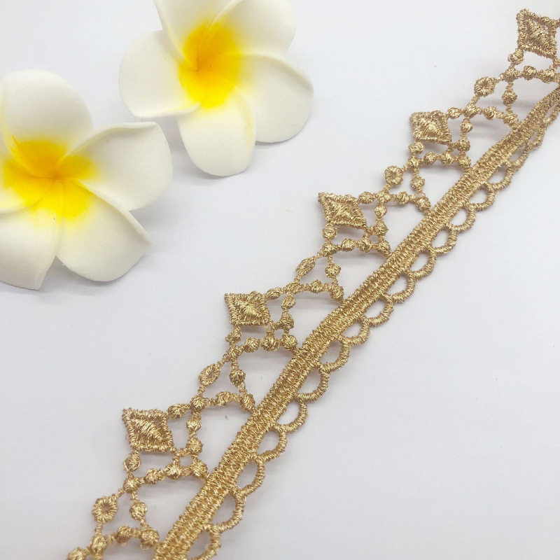 New Gold Thread Lace, Gold and Silver Thread, Single-Sided Wearable Webbing, Clothing Accessories, Skirt, Lolita Hat, Intimates Accessories