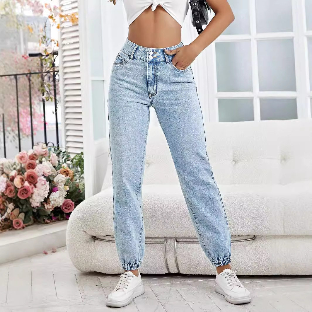 Womens Loose Fit Denim Pencil Pants Slimming Design Versatile Style Comfortable Fabric Casual Wear Ready to Ship