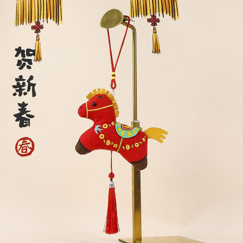 马年吉祥物毛绒玩具生肖马公仔民族风花布小马玩偶礼品布娃娃批发