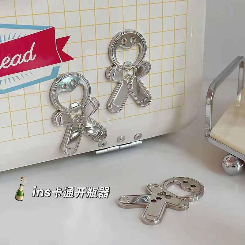 Creative Gingerbread Man Bottle Opener Doll Refrigerator Sticker Bottle Opener Full Moon Wedding Beer Bottle Opener Metal Crafts