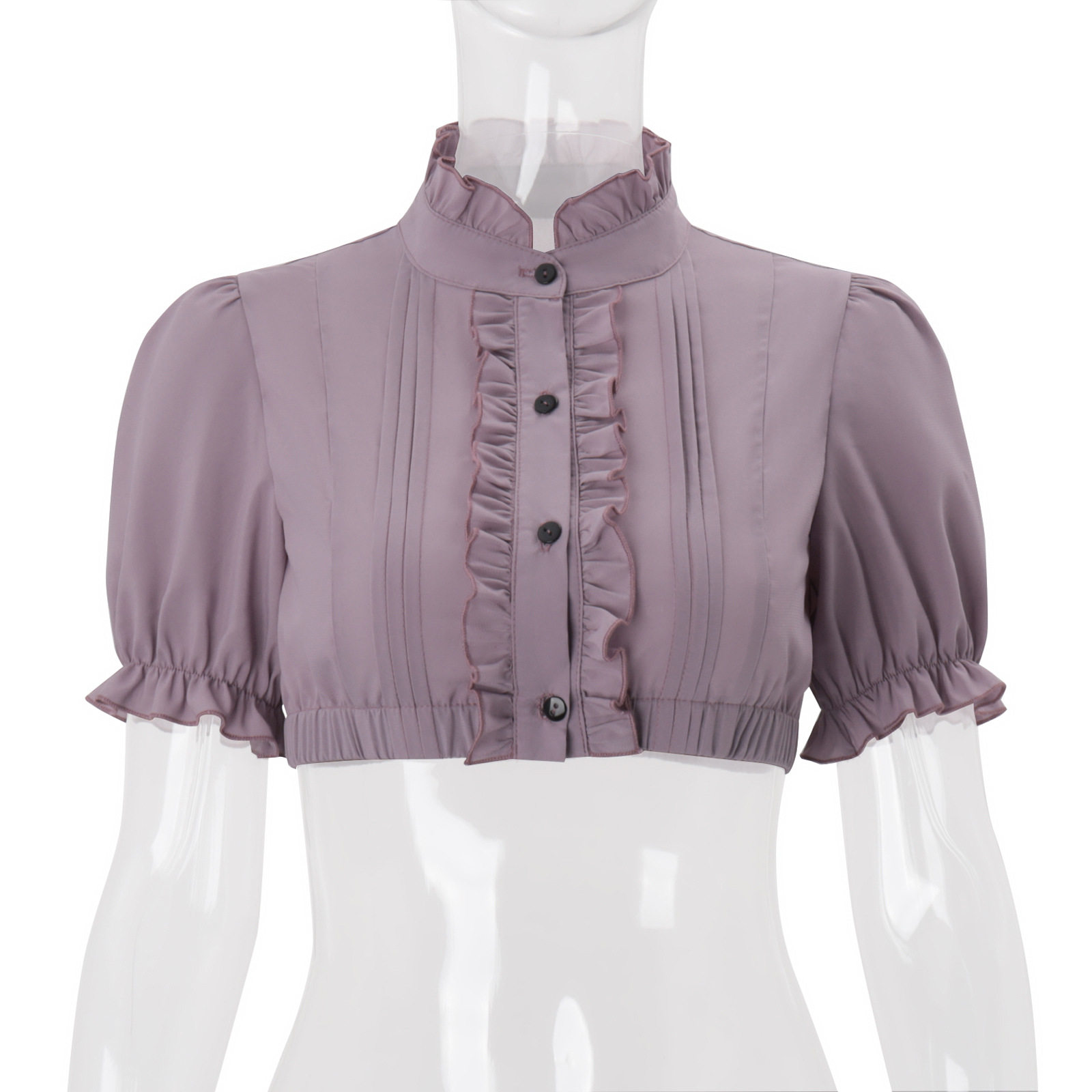 Womens Lantern Sleeve Blouse Stylish Sweet Versatile Ruffle Trim Spring Fashion Top Wholesale Available