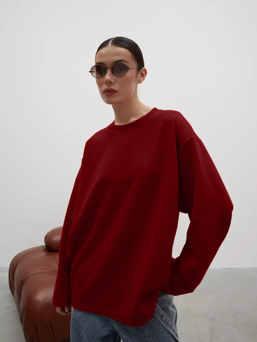 Womens Long Sleeve T Shirt 260g Combed Cotton Solid Color Loose Fit Casual Style High Quality Ready to Ship