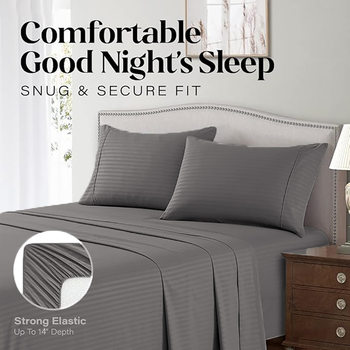 Microfiber Stripesd Bed Bed Sheets Four-Piece Set Bedsheet Set Amazon Bed Bed Sheets Three-Piece Set Cross-Border Plus Size