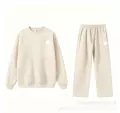 Beige round neck straight-leg suit