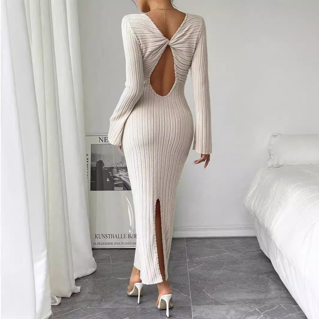 Sexy Backless High Waist Split Maxi Dress Elegant Design Spring Summer Style Wholesale Availability