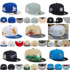 Ins Men's and Women's Fully Sealed Baseball Cap Non-Adjustable Hat Reverse Wear Hip-Hop Hat Flat Brim Hat American Size Hat
