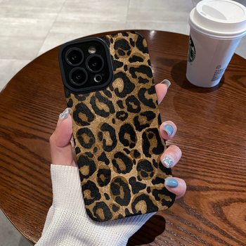 For iPhone13/14promax Apple 12/11 cartoon phone case 15 all-inclusive xs soft 7p gold leopard print