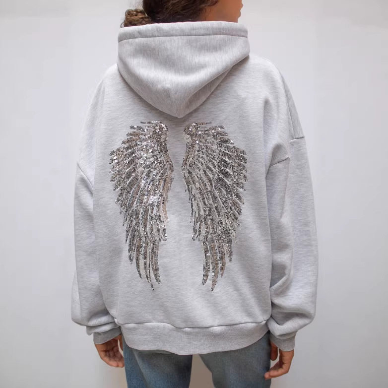 Womens Casual Set Solid Color Wing Design Sequin Embroidery Fashionable for Fall Winter Wholesale Available