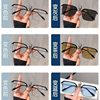 Eyebrow Line Half-Frame Color-Changing Glasses Anti-Blue Light Myopia Glasses Men's High-Value Glasses Frame High-Sense Flat Glasses for Women