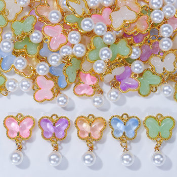 Ancient Style Accessories Alloy Glass Butterfly Pendant Pendant Accessories DIY Necklace Bracelet Earrings Jewelry Accessories