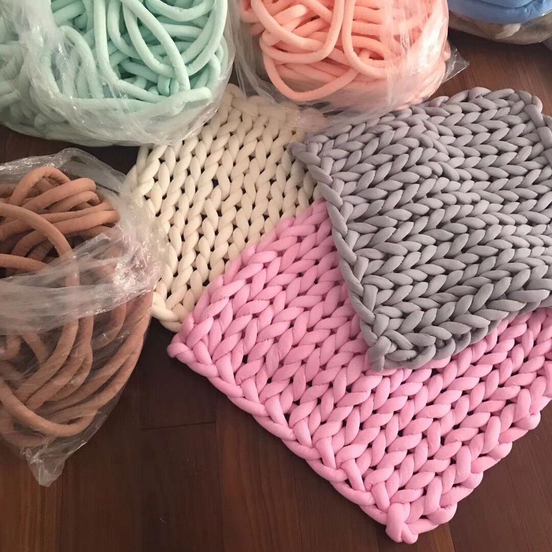 Coarse Wool Blanket Cross-border OHHIO Core Cotton DIY Hand Woven Blanket Sub-line Machine Washable Super Coarse Fabric Line