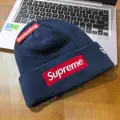 Navy blue red label