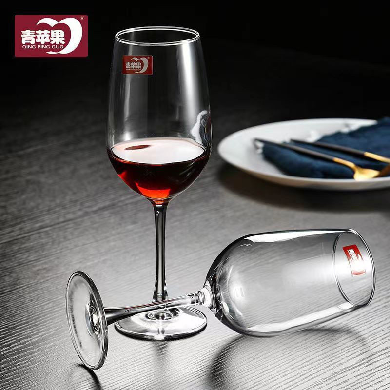 Transparent glass green apple wine glass European goblet white wine glass hotel supplies household 6 PCs suit