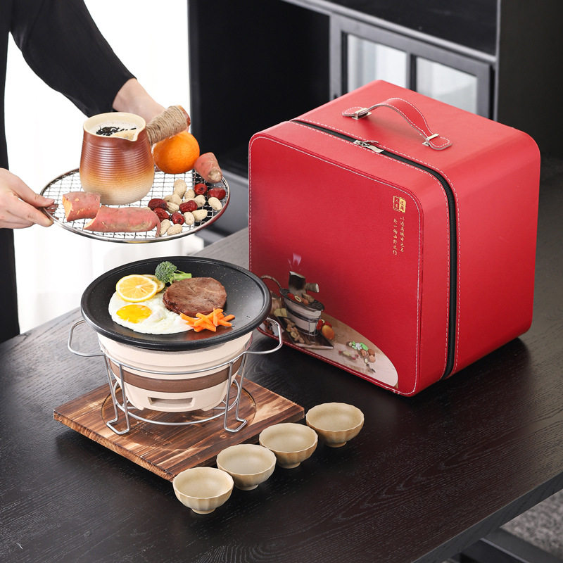 Outdoor Tea Brewing Set for Home Indoor Use, Including a Tea Brewing Stove, Electric Ceramic Stove, and Kettle with Logo