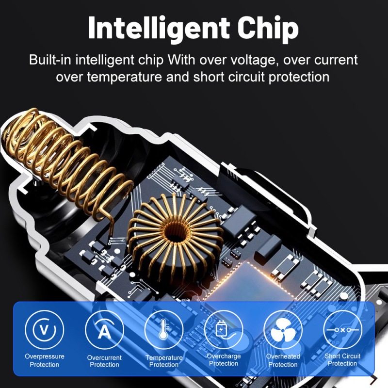 Six-in-one multi-port with digital display supports ultra-fast car charging 6 ports with voltage car charging one-to-six fast car charging