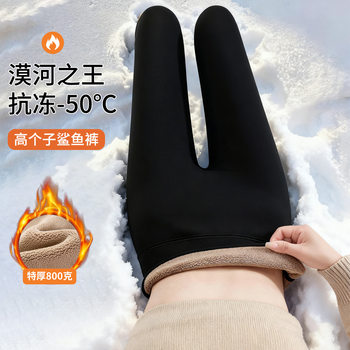 800g Shark Pants for Tall Women, Extra-Long, Winter Fleece-Lined Thick Yoga Pants, Extra Thick Leggings for Northeast
