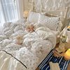 Foreign Trade New Korean Style Lazy Style Lace Four-Piece Bed Bed Sheets Quilt Cover Student Dormitory Three-Piece Bedding Set