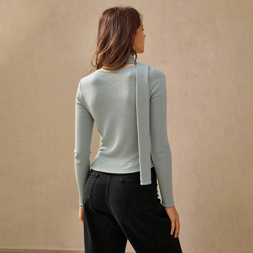 Irregular Button Design Knit Cardigan Long Sleeve High End Feel Lightweight Fabric Early Autumn Fashion Wholesale