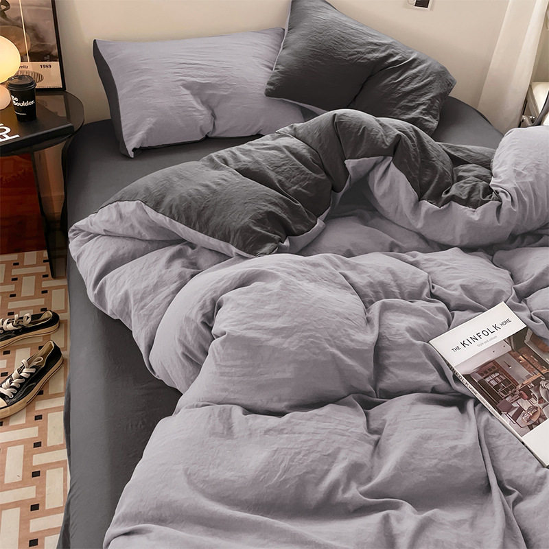 Class a Baby Cotton Washable Thickeneded Bed Sheetss and Quilt Covers for Sleeping Naked, Four-Piece Set, Super Soft and Waxy Dormitory Bed Three-Piece Set of Fitted Bed Sheetss