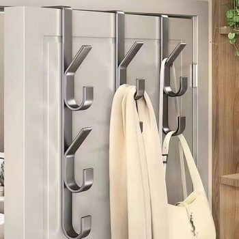 Vertical Door Hook for Hanging Pots and Pans, No-Drill Wall-Mounted Clothes Rack, Dormitory Door Hanger, Wall-Mounted Strong Traceless Storage