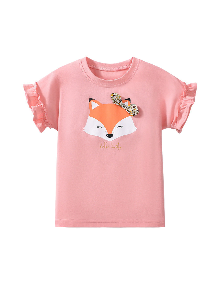 Source Kids' Clothing Factory Wholesale, Summer Short-sleeve Girls' Top, New Cartoon Kids' T-shirt
