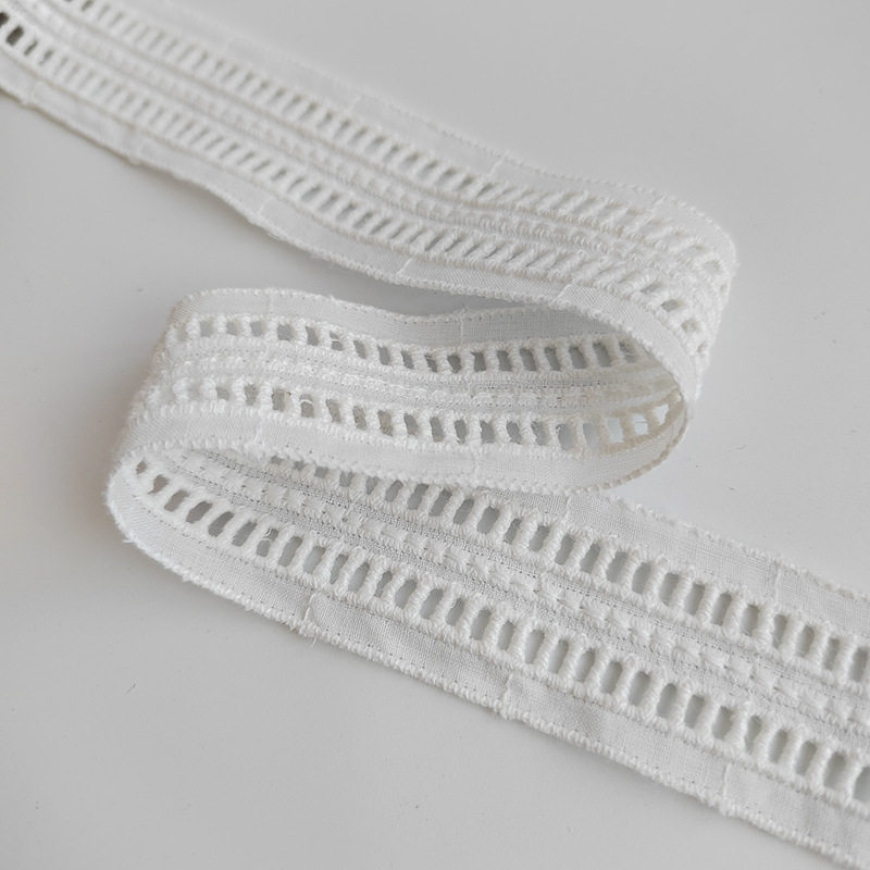 Double Row Stair Hole Cotton Lace Small Barcode Cotton Embroider Lace Square Cut Out Embroider Lace Clothing Accessories