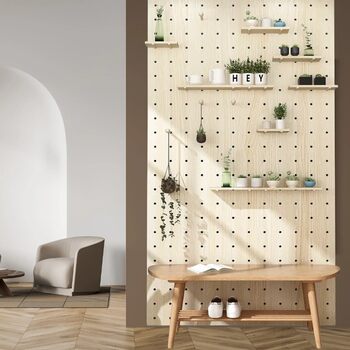 Solid Wood Perforated Board Wall-Mounted Living Room Entrance Wall Storage Partition Wall-Mounted Storage Rack Factory Direct Supply Wholesale