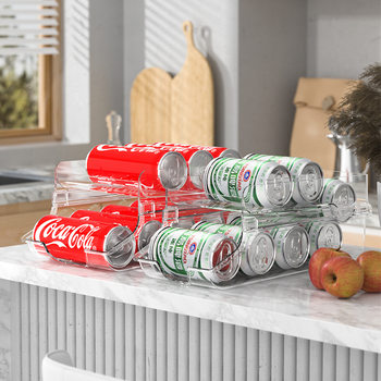 Japanese-Style Refrigerator Beverage Storage Box Food-Grade Double-Layer Beer Can Storage Rack Kitchen Storage Artifact