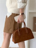 South Korea bag women's bag autumn and winter suede handbag women's large capacity niche retro plush hand carrying Boston bag